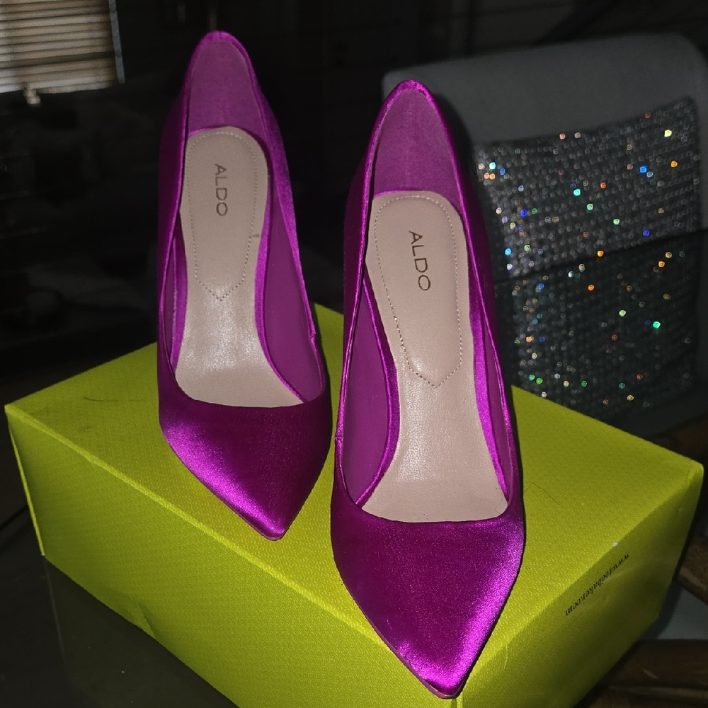 Aldo Vibrant Magenta Satin Heels